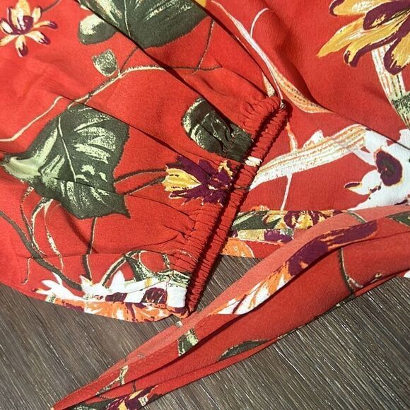 NWT American Rag Womens Coral Cie Floral Tie Front Long‎ Sleeve Crop Top Small - Picture 3 of 8